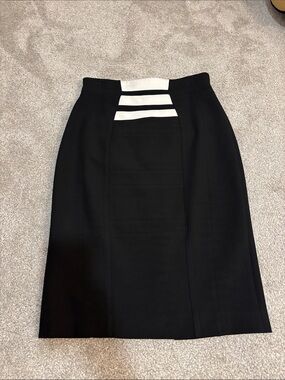 Karen Millen Black Pencil Skirt with White Stripe Detail